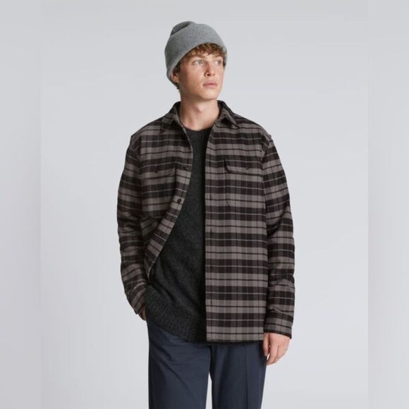 Everlane Men’s The Heavyweight Button Down Overshirt Shacket Pewter Plaid Medium - Picture 1 of 14